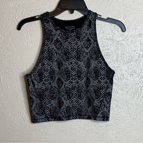 Athleta Shanti Viper Reflective midi crop tank black - Picture 2 of 7